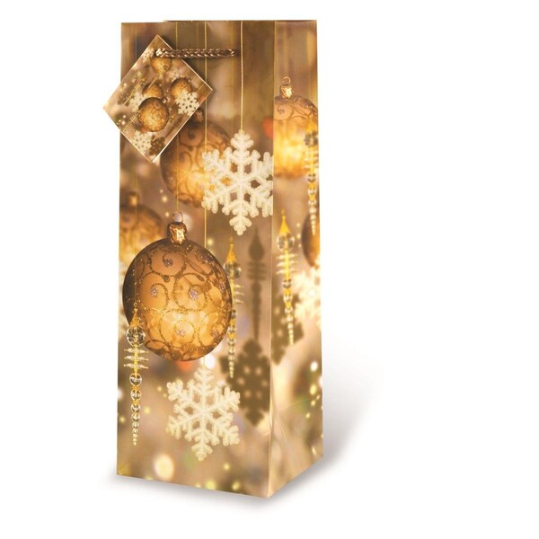 Wrap-Art Festive Holidays Printed paper Bag with Plastic Rope Handle Gold - 17459