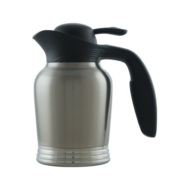Service Ideas Ergoserv Carafe, Vacuum Insulated, 0.6 Liter, 20 oz, Stainless/Black - 10-00006-000