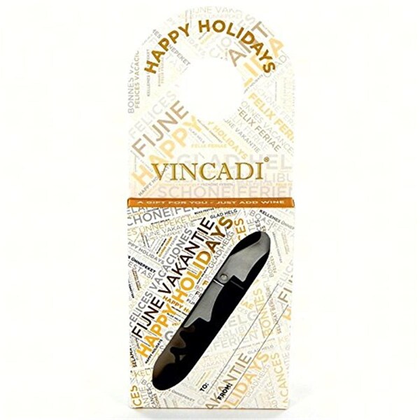 Vincadi Happy Holidays Bottleneck Gift Tag with Corkscrew - VIN873