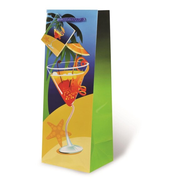 Wrap-Art Lifes A Beach Printed paper Bag with Plastic Rope Handle - 17520