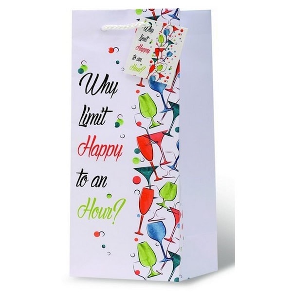 Wrap-Art Why Limit Happy to an Hour Wine Bottle Gift Bag - 17969