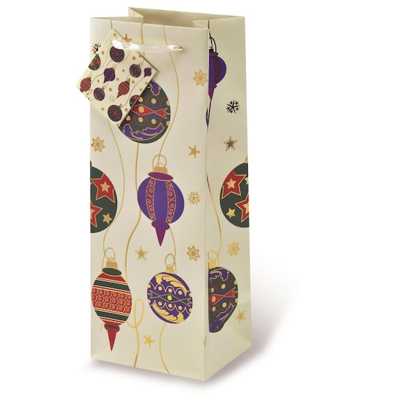 Wrap-Art Deck The Halls Printed paper Bag with Plastic Rope Handle - 17456