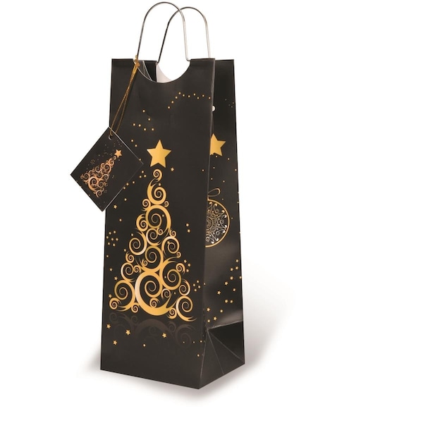 Wrap-Art Enchanting Christmas Printed paper Bag with Metal Rope Handle - 17525