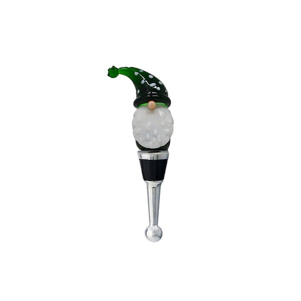 Ls Arts Gnome with Green Hat Bottle Stopper - XM-1157