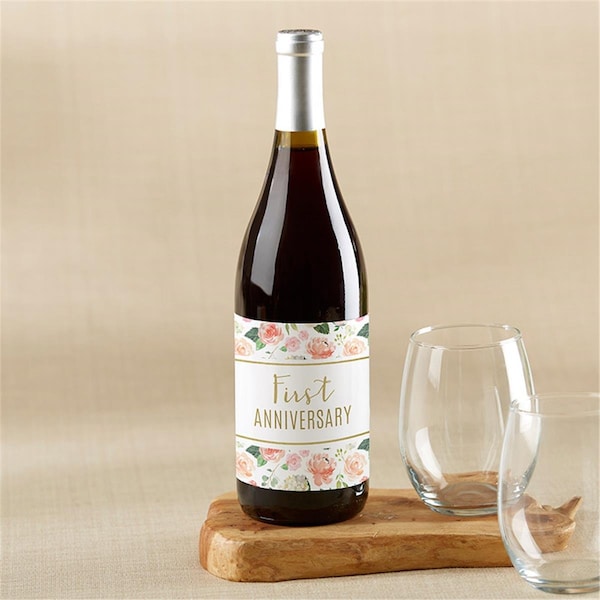 Kate Aspen Marriage Milestones Wine Bottle Label - Floral, 6PK - 32210NA