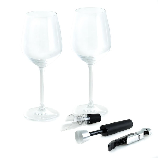 Bey Berk International Bey-Berk International  Crystal Wine Set, Black - 5 Piece - BS103