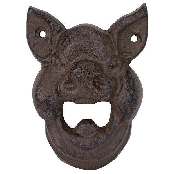Design Toscano Divine Swine Pig Cast Iron Wall Mount Bottle Opener - QH14394