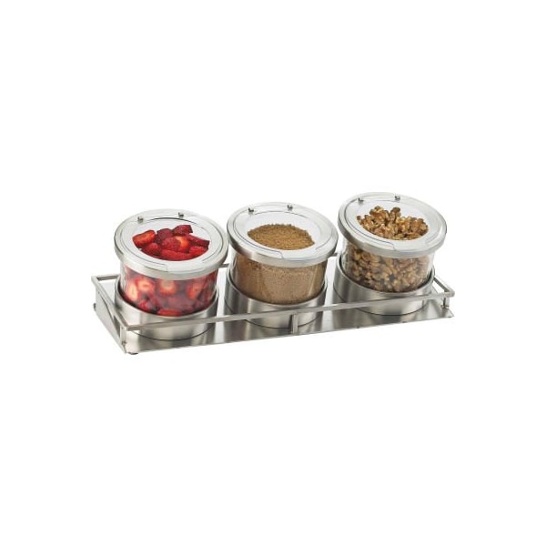 Cal Mil Plastics Cal-Mil 1850-4-55HL Mixology 3 Jar Display For 16 Oz. Jars Notched Lids 13-3/8"W x 4-7/8"D x 4-3/4"H - 1850-4-55HL