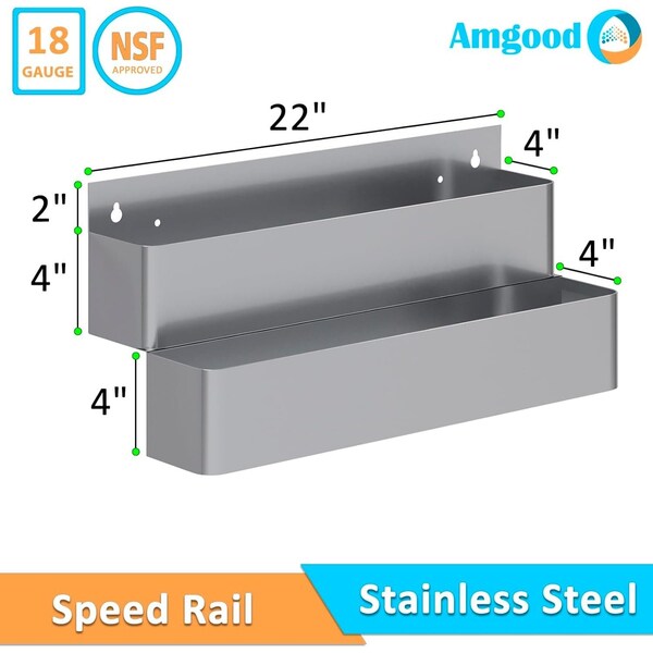 Amgood 22 in. Double Tier Stainless Steel Speed Rail - SR-22D-Z
