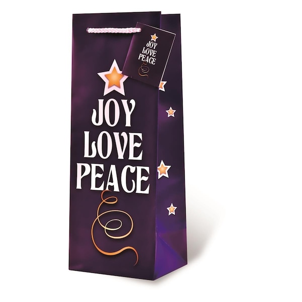 Wrap-Art Joy Love Peace Pepper Bag with Plastic Rope Handle - 17725