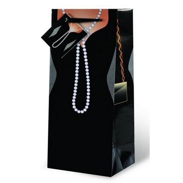 Wrap-Art Little Dress Wine Bottle Gift Bag Black - 17432