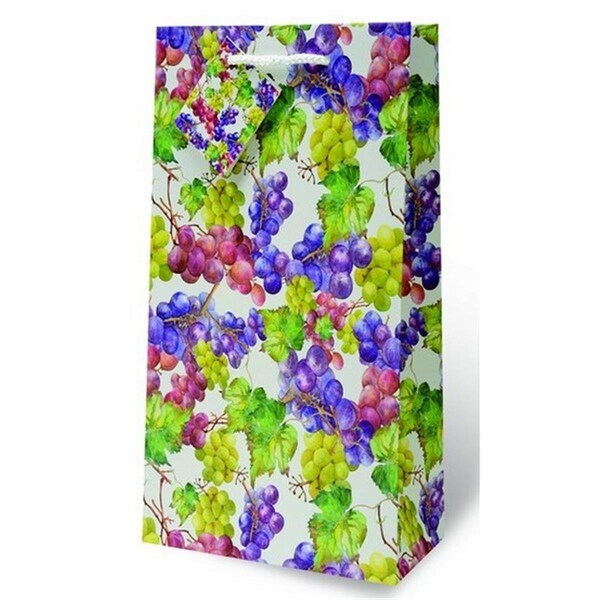 Wrap-Art 2-Bottle Watercolor Grapes Wine Bottle Gift Bag - 17889