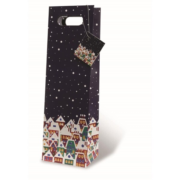 Wrap-Art Home for the Holidays Printed paper Bag with Plastic Rope Handle - 17875