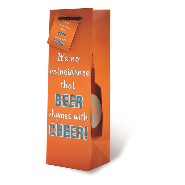 Wrap-Art Beer Rhymes with Cheer Pepper Bag with Plastic Rope Handle - 17734