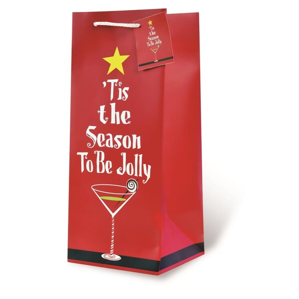 Wrap-Art Tis the Season - 1.75 Liter Printed paper Bag with Plastic Rope Handle - 17690