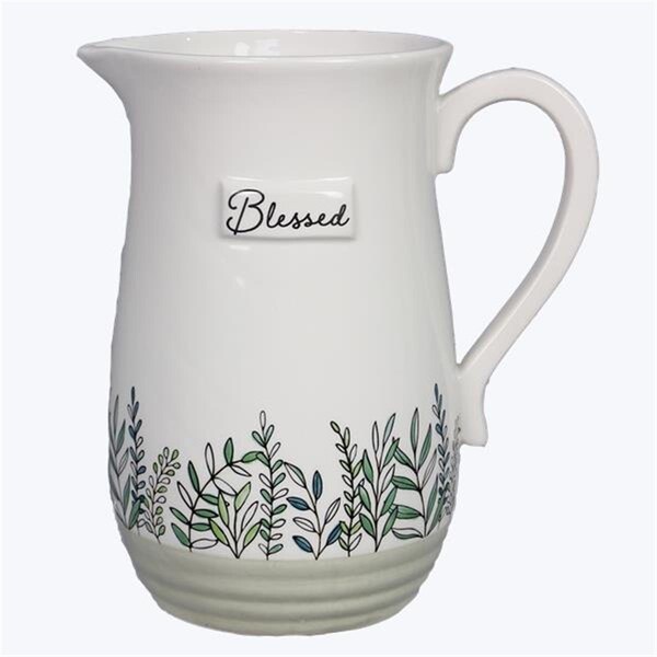 Youngs 9 in. Quiet Cottage Ceramic Water Pitcher - 21940
