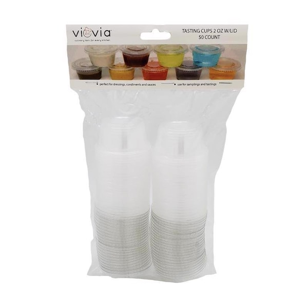 Viovia Viovia 2 oz Clear Polypropylene Tasting Cups with Lid - VIO-0372