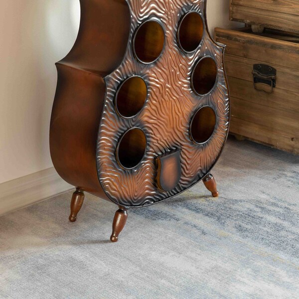 Vintiquewise Cello-Shaped Wine Holder 10-Bottle Freestanding Metal Rack Vintage Decorative Storage - QI004779