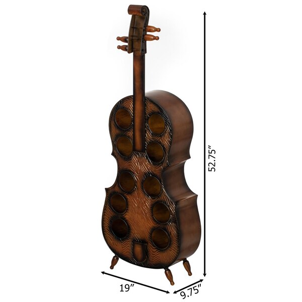 Vintiquewise Cello-Shaped Wine Holder 10-Bottle Freestanding Metal Rack Vintage Decorative Storage - QI004779