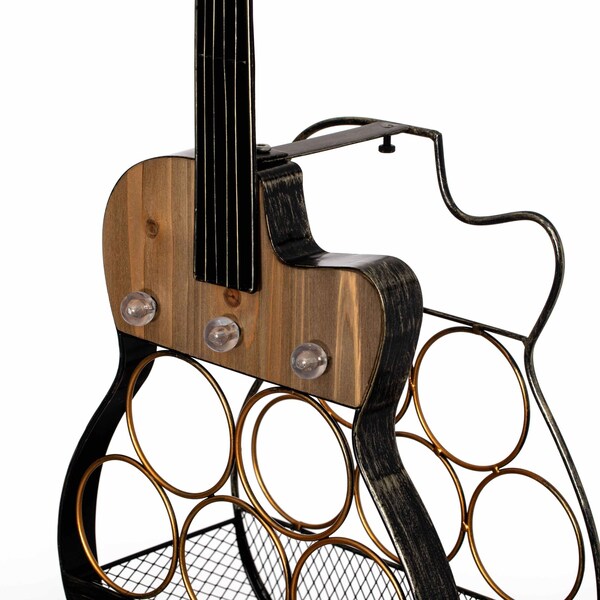 Vintiquewise Guitar Shape 5-Bottle Wine Rack - Vintage Decorative Freestanding Wine Holder and Storage - QI004684