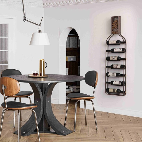 Vintiquewise Decorative Wall-Mounted 7-bottle Metal Wine Rack with Mesh Cork Catcher, Stylish - QI004683