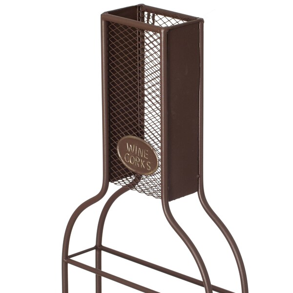 Vintiquewise Decorative Wall-Mounted 7-bottle Metal Wine Rack with Mesh Cork Catcher, Stylish - QI004683