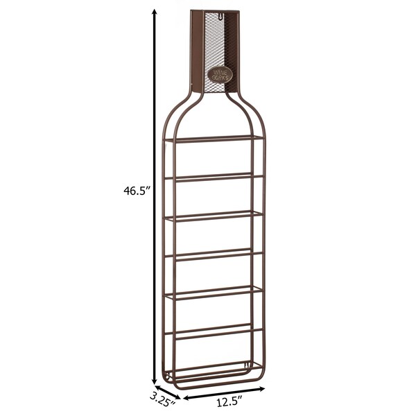 Vintiquewise Decorative Wall-Mounted 7-bottle Metal Wine Rack with Mesh Cork Catcher, Stylish - QI004683