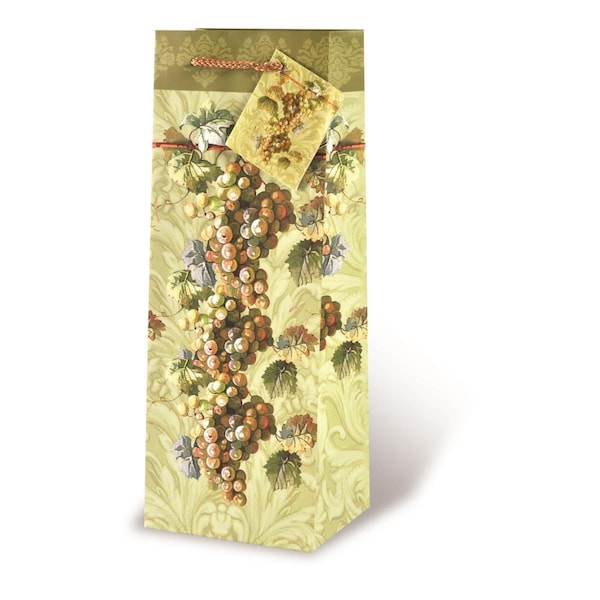 Wrap-Art Fruit of the Vine Printed paper Bag with Plastic Rope Handle Green - 17468