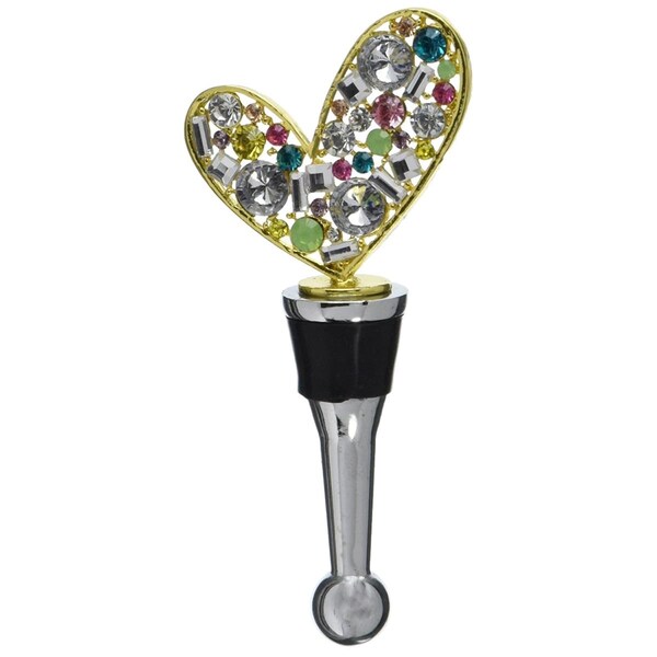 Ls Arts LS Arts Bottle Stopper - Heart with Stones - BS-476