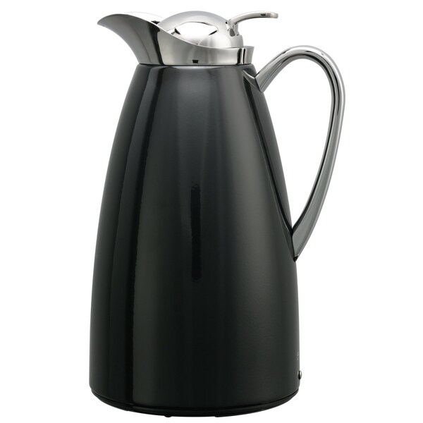 Service Ideas Classy Carafe, Vacuum Insulated Carafe, Glass Vacuum, 1 Liter, Black - CJZ1BLK