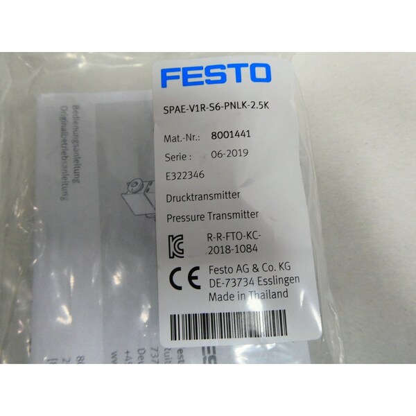 SENSOR DE PRESIÓN Festo 0-1BAR 18-30V-DC - SPAE-V1R-S6-PNLK-2.5K 8001441