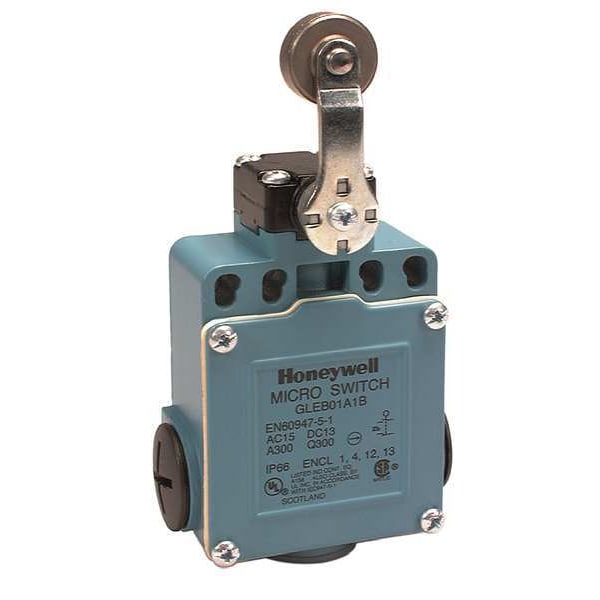 Interruptor de límite Honeywell, palanca de rodillo, rotativo, 2NC/2NO, 10A @ 300V CA, Ubicación del actuador: Lateral - GLEA24A1B