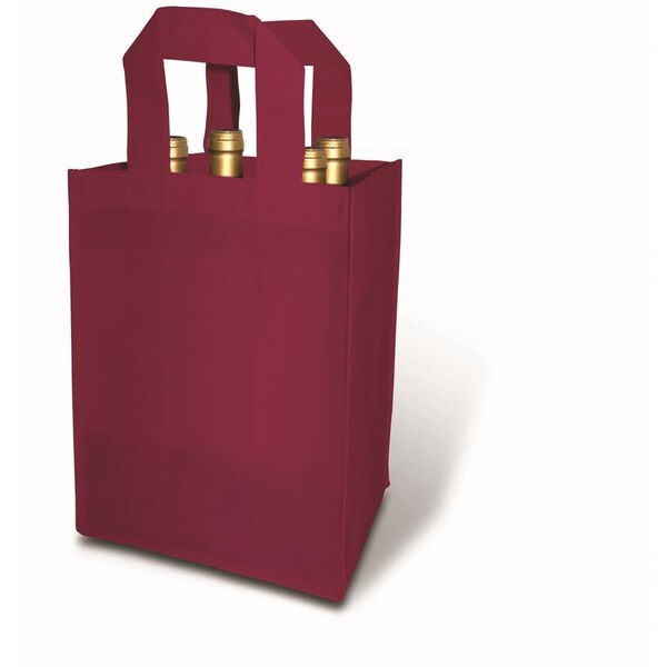 Wrap-Art Non-woven PP Bag Burgundy - 4 Bottle - 25284