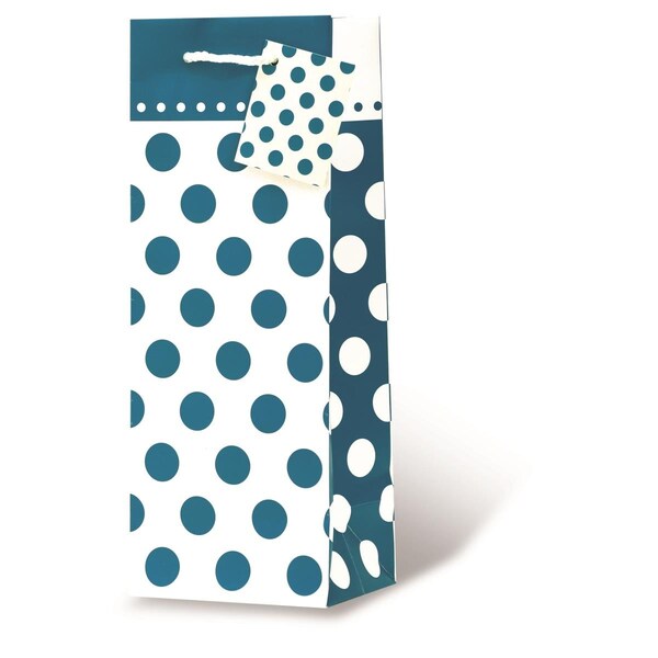 Wrap-Art Polka Dots - Blue Printed paper Bag with Plastic Rope Handle - 17943