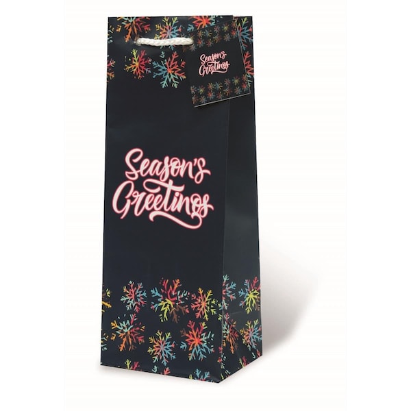 Wrap-Art Seasons Greetings Printed paper Bag with Plastic Rope Handle - 17979