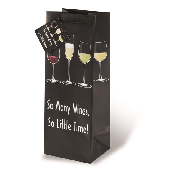 Wrap-Art So Many Wines Printed paper Bag with Plastic Rope Handle - 17506