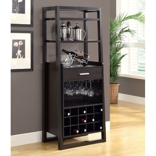 Monarch Specialties Home Bar, Wine Rack, Storage Cabinet, Laminate, Brown, Contemporary, Modern - I 2543