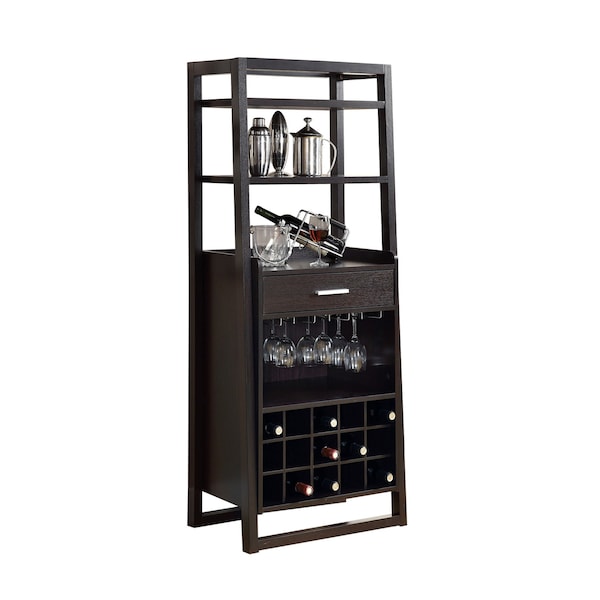 Monarch Specialties Home Bar, Wine Rack, Storage Cabinet, Laminate, Brown, Contemporary, Modern - I 2543