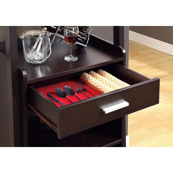 Monarch Specialties Home Bar, Wine Rack, Storage Cabinet, Laminate, Brown, Contemporary, Modern - I 2543