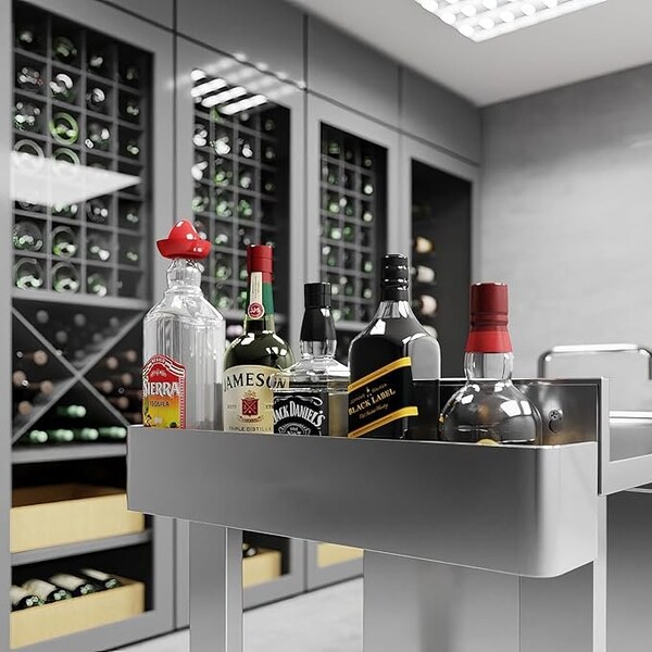 Amgood 22 in. Single Tier Stainless Steel Speed Rail Rack for Commercial Bars - SR-22-Z