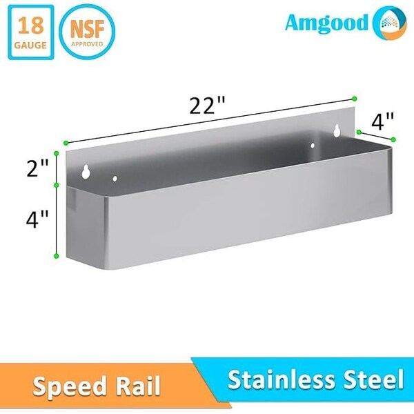 Amgood 22 in. Single Tier Stainless Steel Speed Rail Rack for Commercial Bars - SR-22-Z