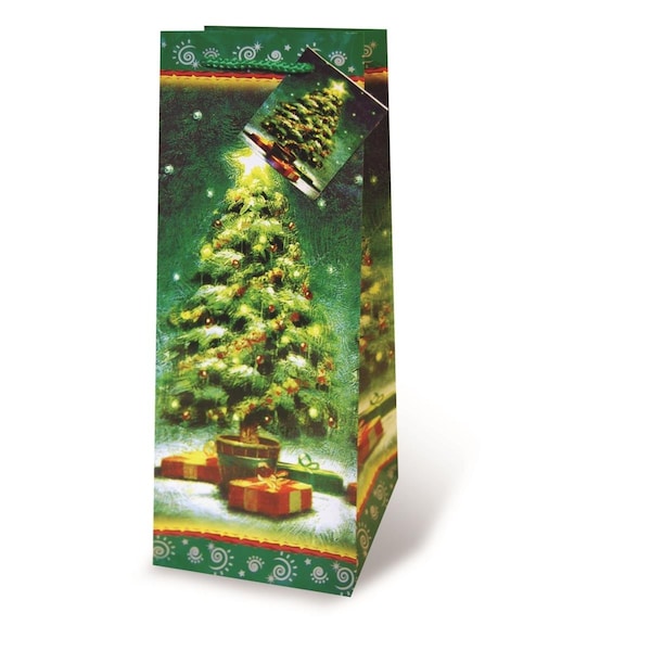 Wrap-Art Christmas Tree Printed paper Bag with Plastic Rope Handle - 17193