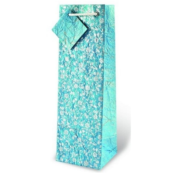 Wrap-Art Floral Wine Bottle Gift Bag Natural Blue - 17434