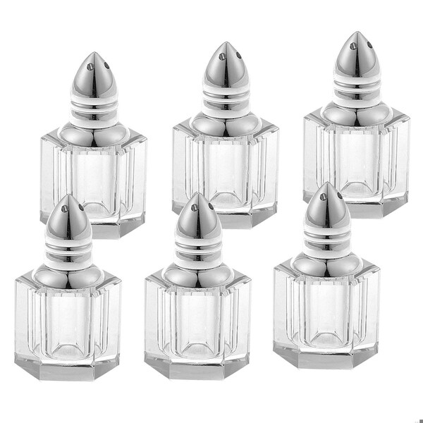 Homeroots Individual Silver Crystal Salt & Peppers - Gift Boxed 6 Piece Set - 375761