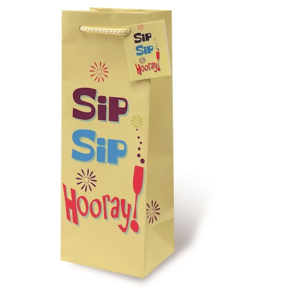 Wrap-Art Sip Sip Hooray Pepper Bag with Plastic Rope Handle - 17765