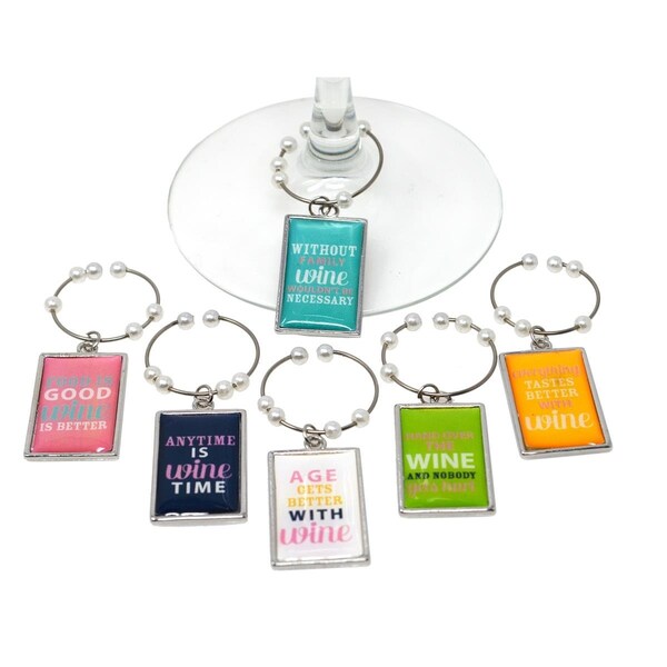 Ls Arts Funny Sayings Wine Charms, 6PK - WB-083