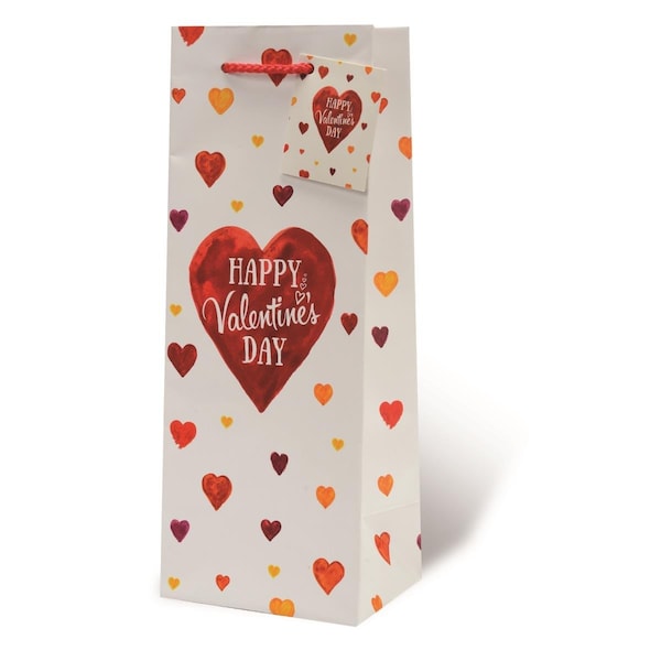 Wrap-Art Happy Valentines Day Printed paper Bag with Plastic Rope Handle - 17985
