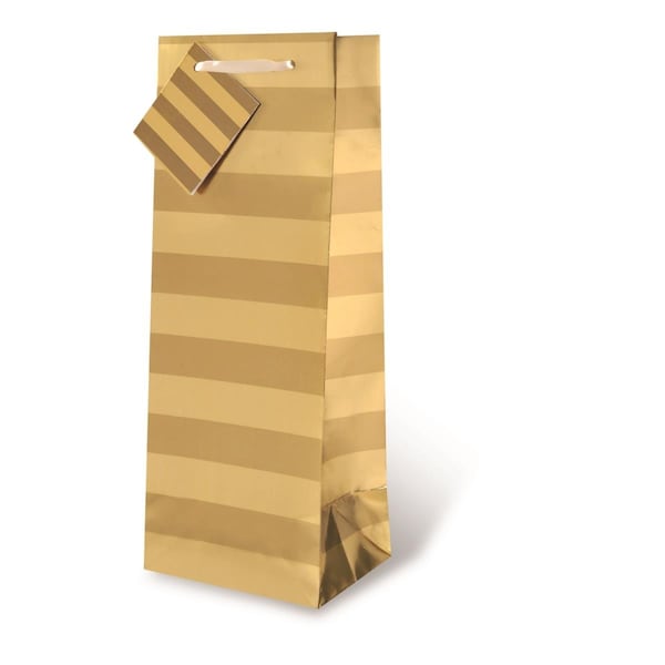 Wrap-Art Gold Foil Stripe Bag with Plastic Rope Handle - 17346