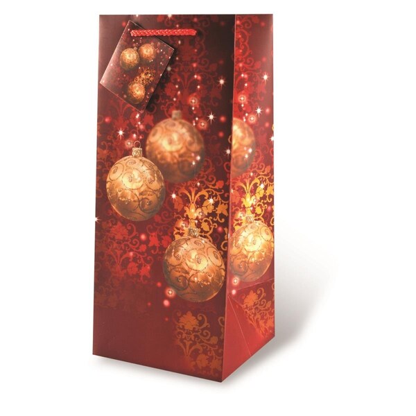 Wrap-Art 1.75 Litre Festive Holidays Printed paper Bag with Plastic Rope Handle Red - 17464