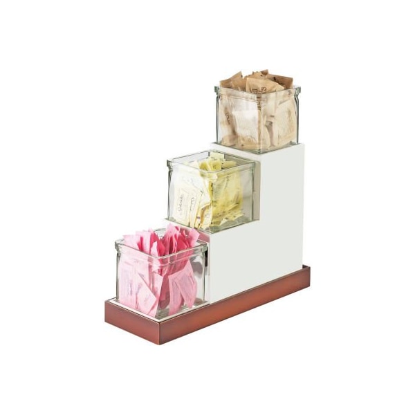 Cal Mil Plastics Cal-Mil Luxe Stair Step Jar Display SS Accent W/Melamine Jars 4-1/2"W x 12-3/16"D x 9"H - 3003-55-15